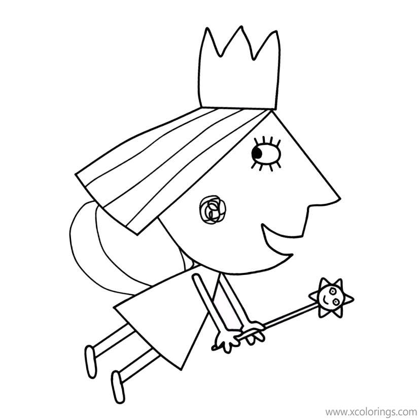 Free Ben And Holly Coloring Pages Princess Holly is Flying printable