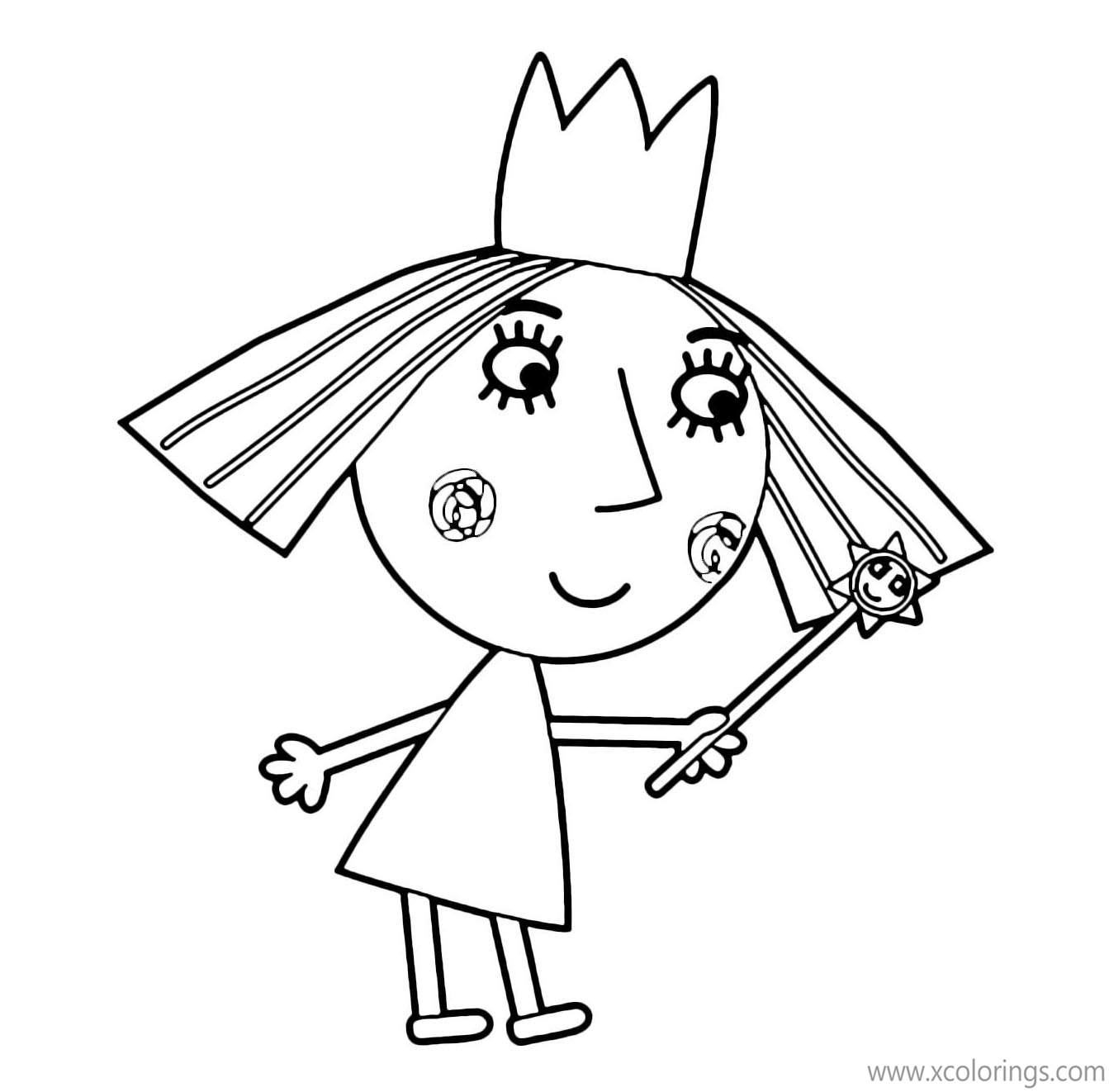 Free Ben And Holly Coloring Pages Princess Holly with Magic Stick printable