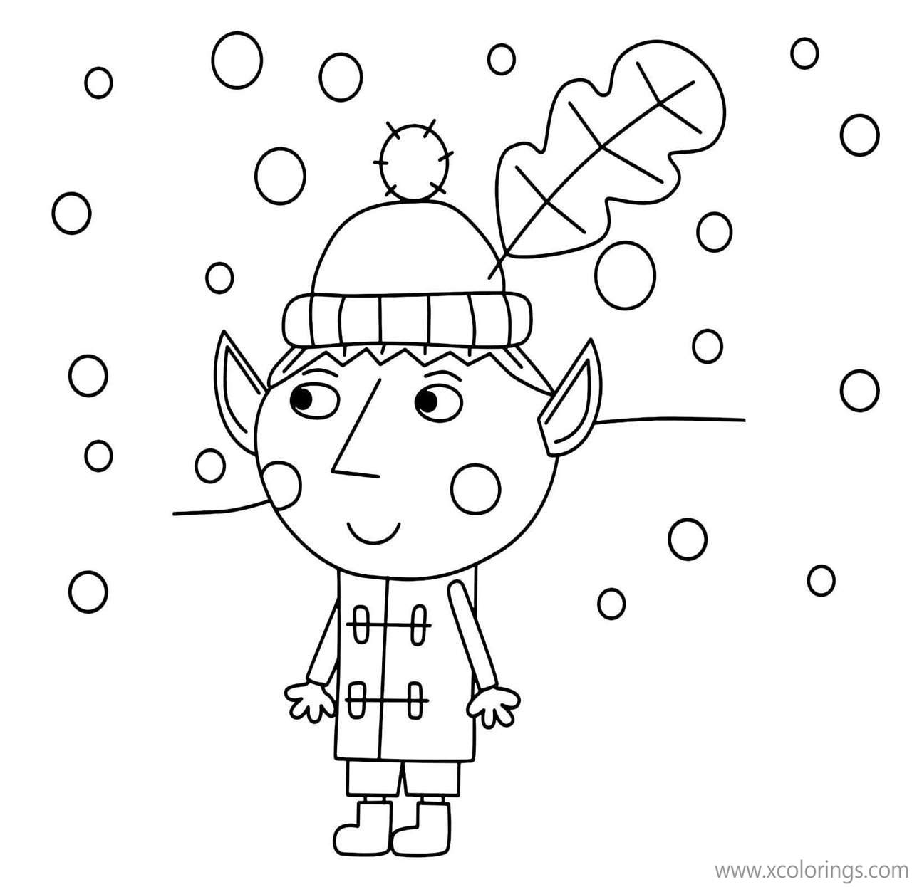 Free Ben And Holly Coloring Pages Snowing printable