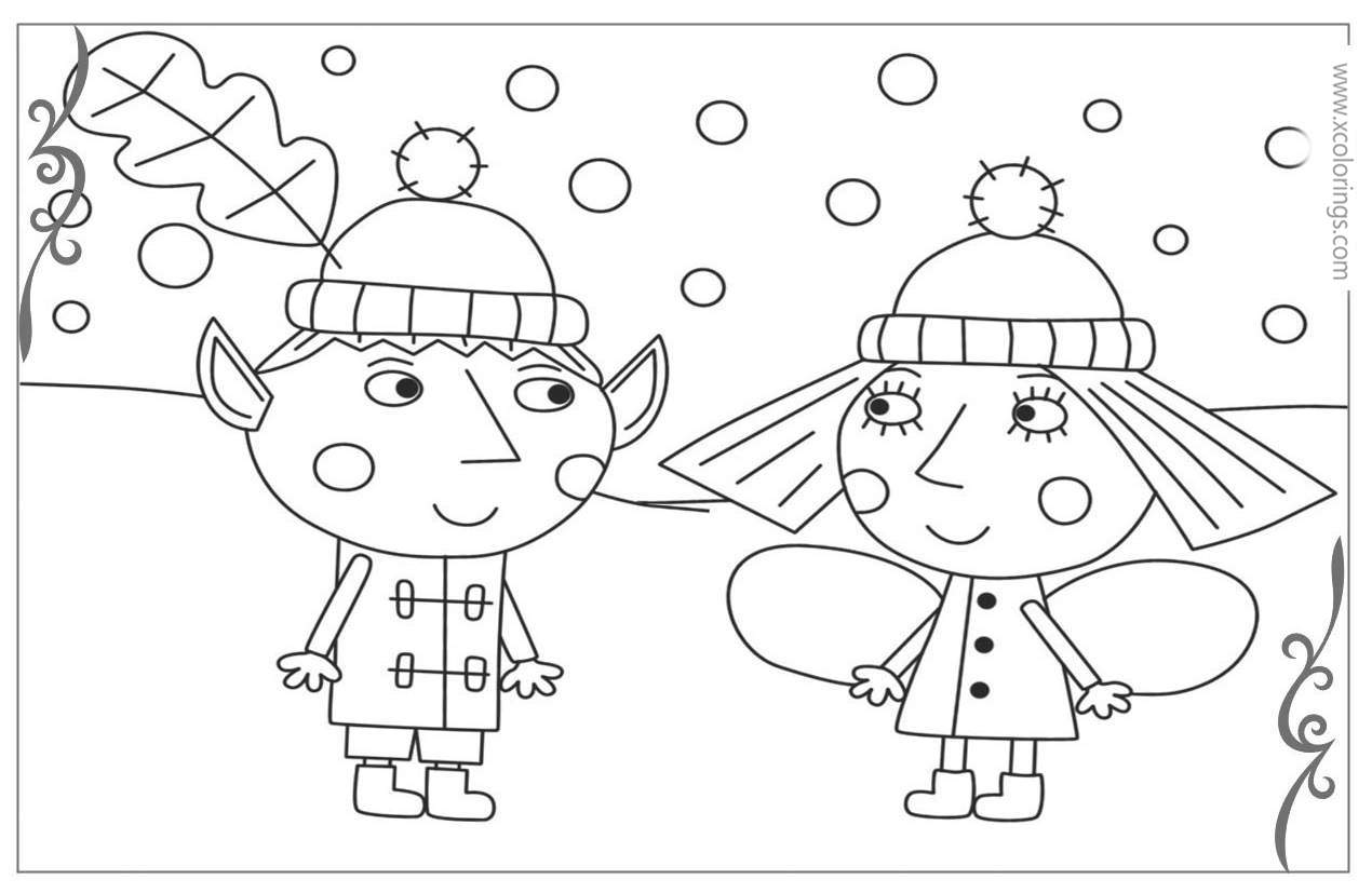 Free Ben And Holly's Little Kingdom Coloring Pages It's Snowing Outside printable