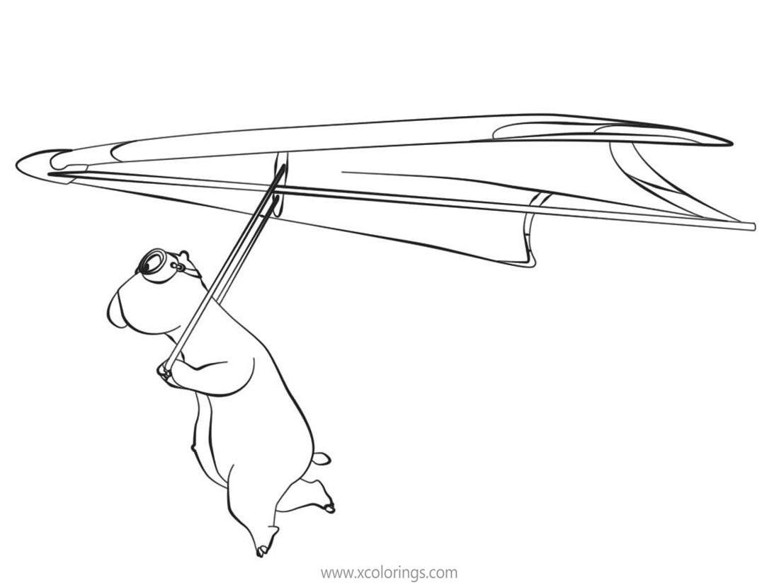 Free Bernard Bear Coloring Pages Flying with Paraglider printable