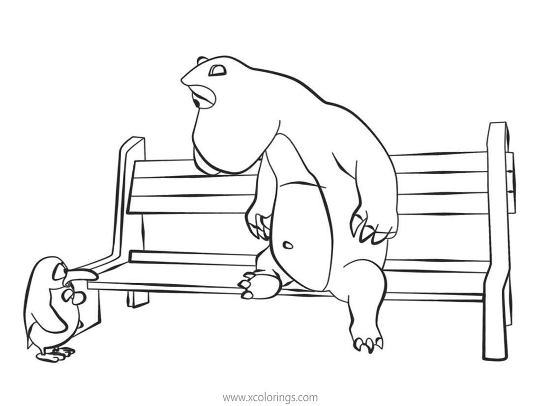 Free Bernard Bear with Penguin Coloring Pages printable