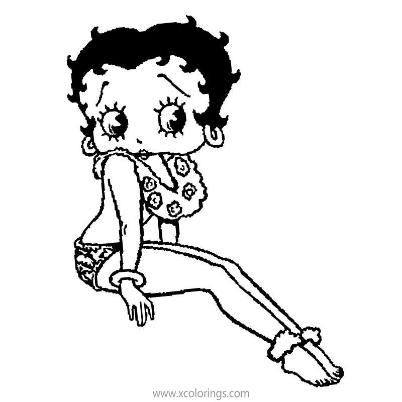 Free Betty Boop Coloring Pages Betty with Hawaii Lei printable