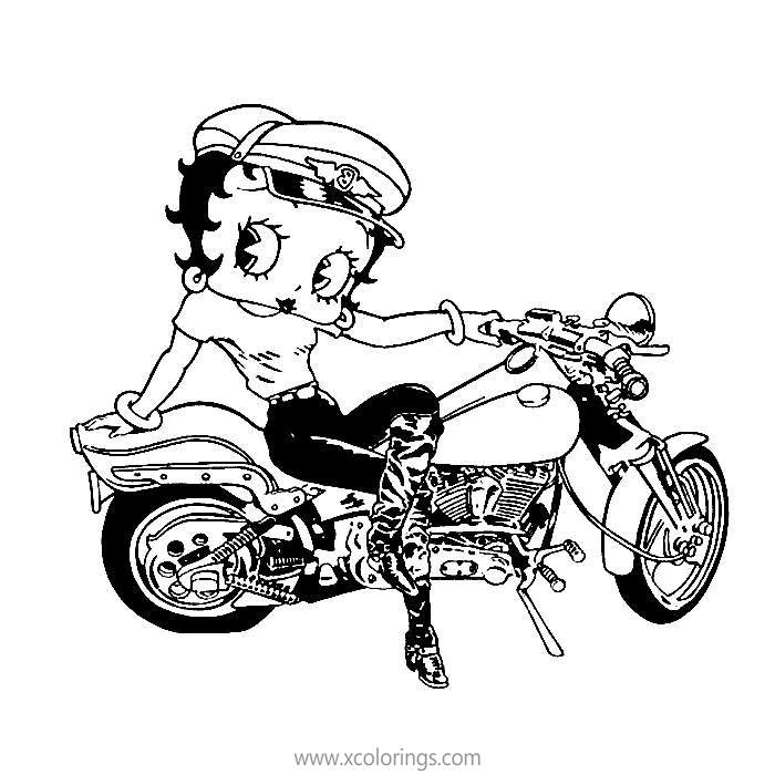 Free Betty Boop Coloring Pages Motorcycle Girl printable