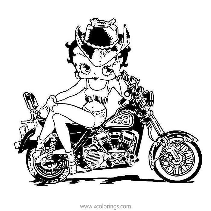 Free Betty Boop Coloring Pages Motorcycle Rider printable