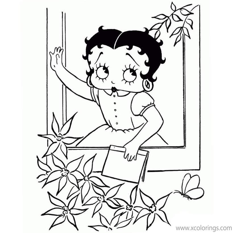 Free Betty Boop Coloring Pages Open the Window printable