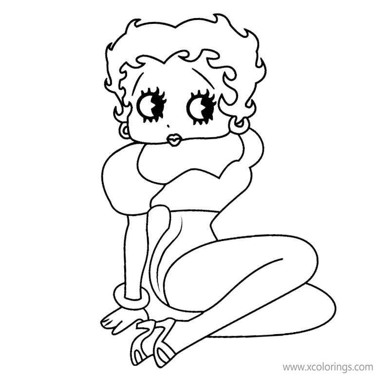 Free Betty Boop Coloring Pages Sitting On the Floor printable