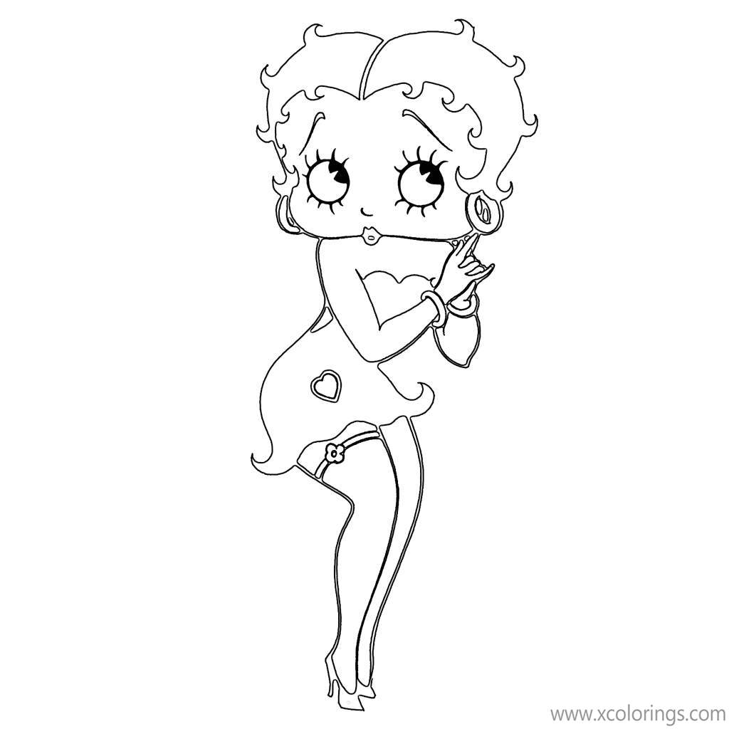 Free Betty Boop Coloring Pages with Beautiful Eear Rings printable