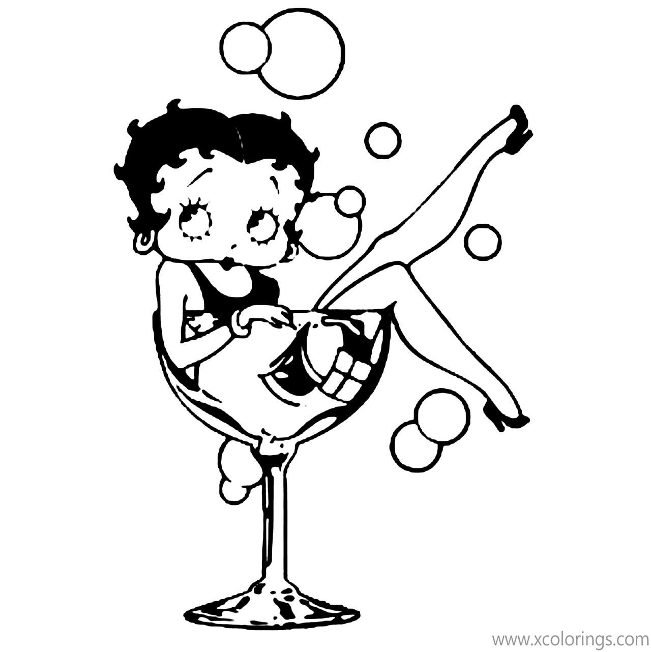 Free Betty Boop Coloring Pages with Bubbles printable