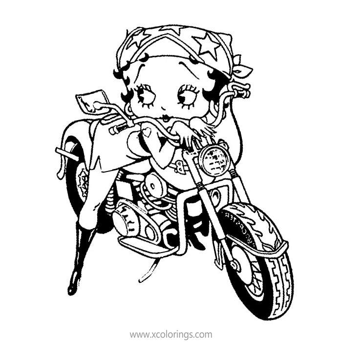 Free Betty Boop On a Motorcycle Coloring Pages printable
