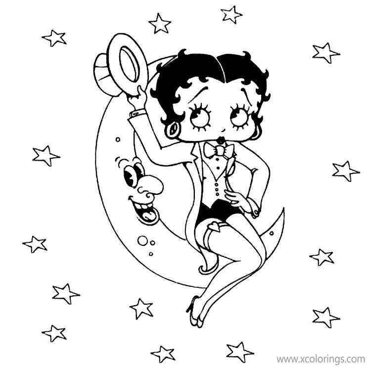 Free Betty Boop On the Moon Coloring Pages printable