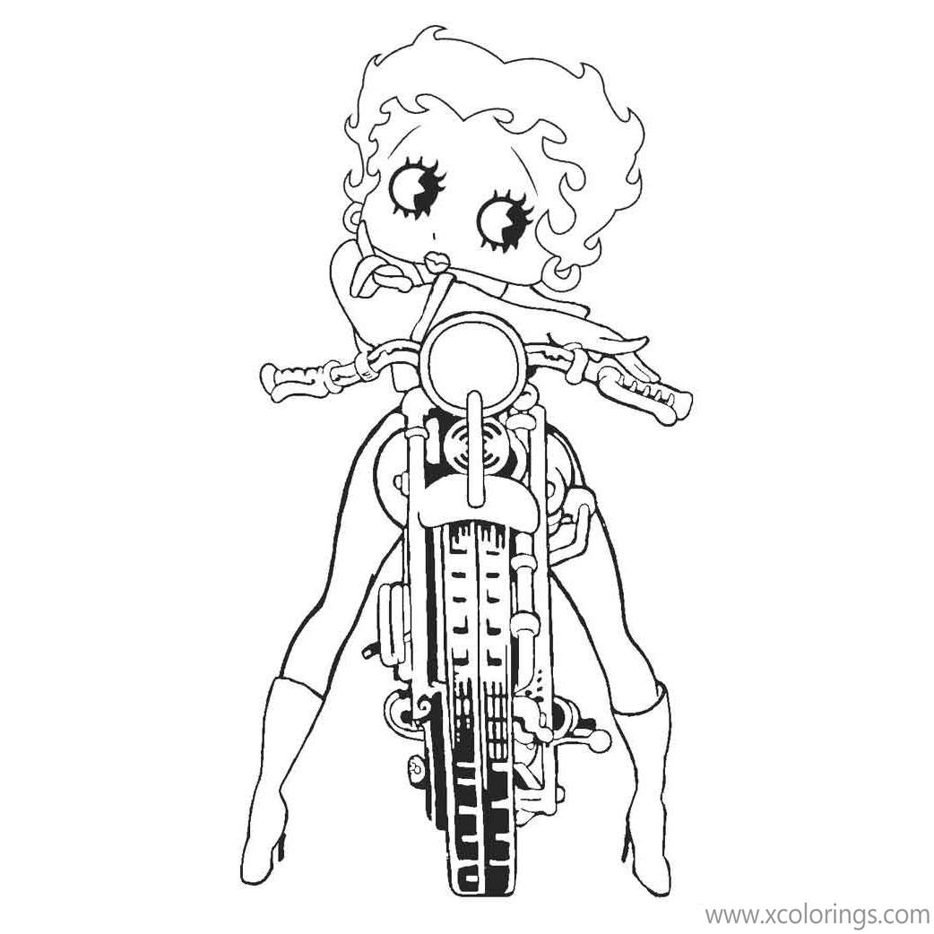 Free Betty Boop Riding A Motorcycle Coloring Pages printable