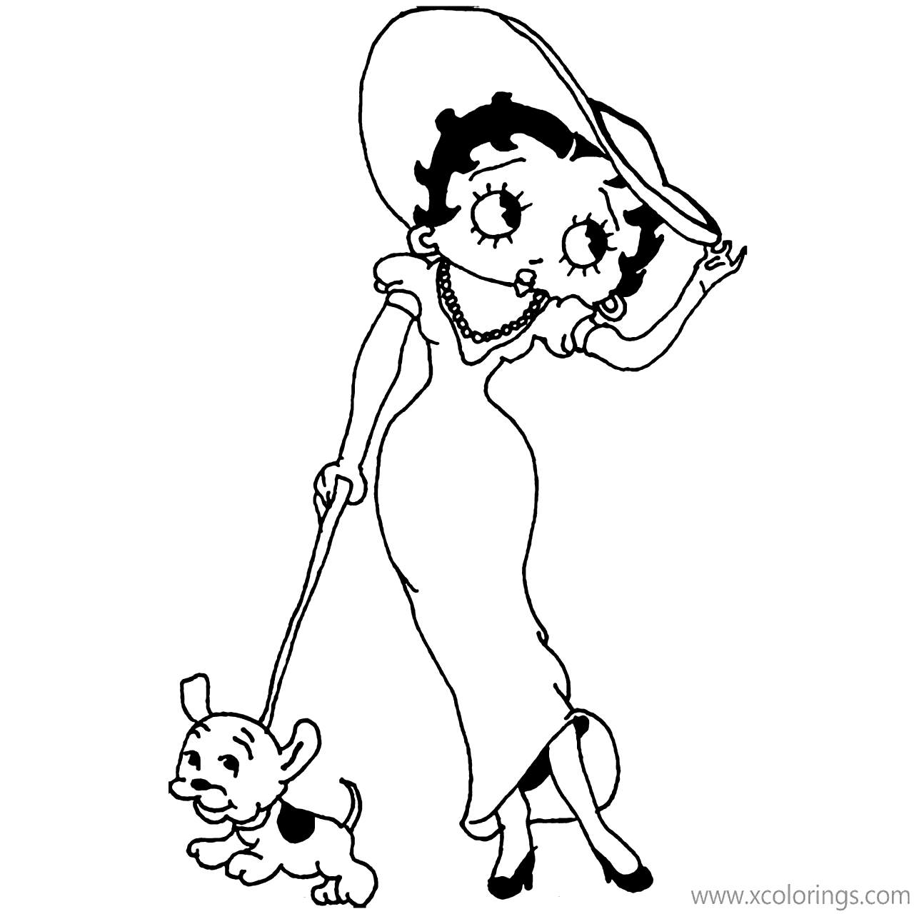 Free Betty Boop and Dog Coloring Pages printable