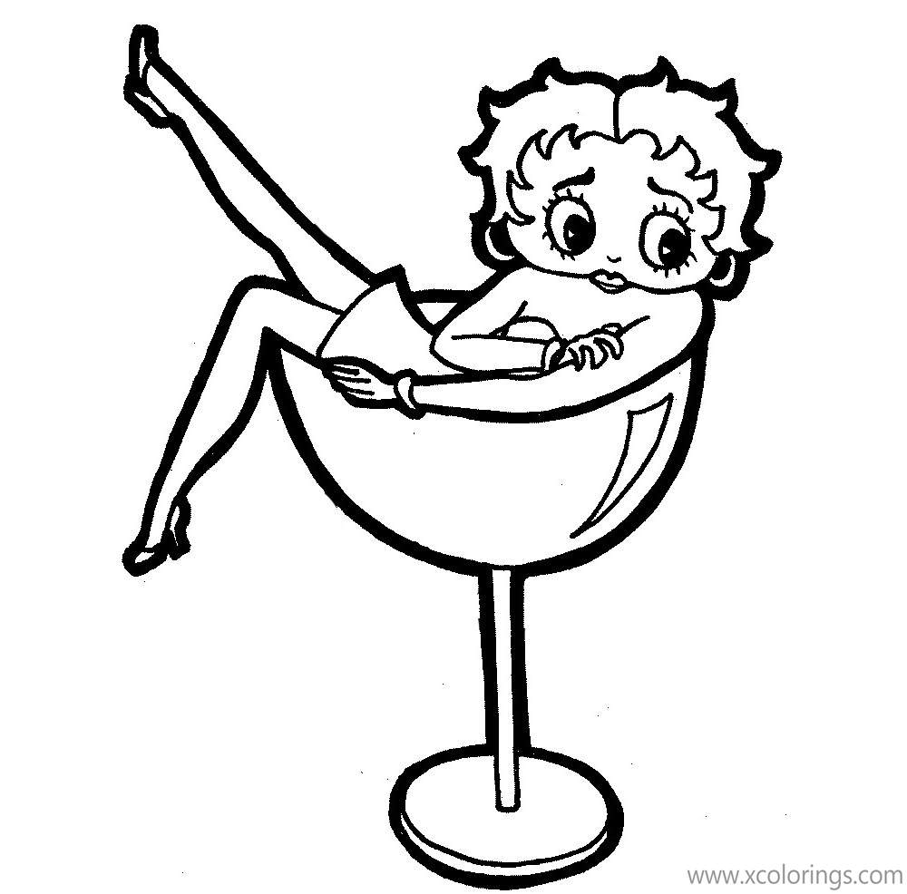 Free Betty Boop in a Cup Coloring Pages printable