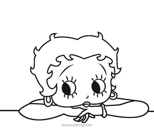 Free Betty Boop is Thinking Coloring Pages printable