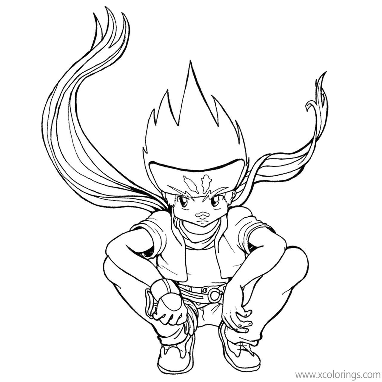 Free Beyblade Coloring Pages Gingka is Thinking About Something printable