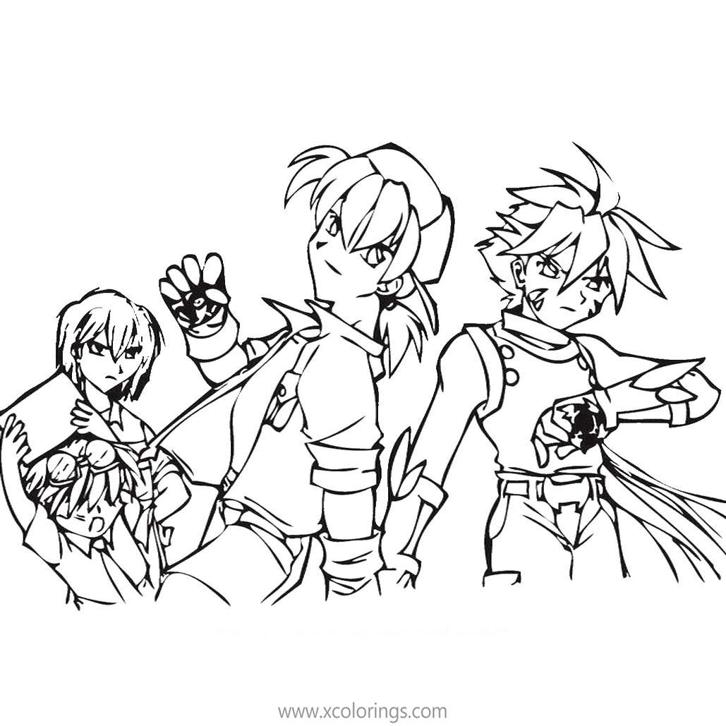 Free Beyblade Coloring Pages Tyson Kai Kenny and Mariah printable