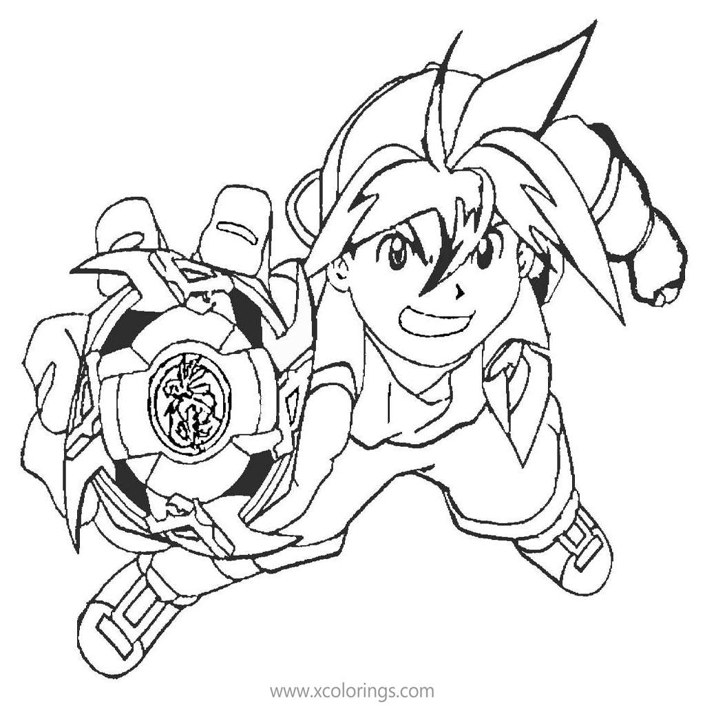 Free Beyblade Coloring Pages Tyson with His Beyblade printable