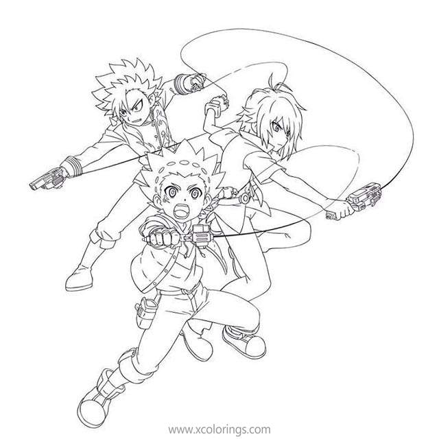 Beyblade Coloring Pages Valt Aoi with Shu Kurenai - XColorings.com