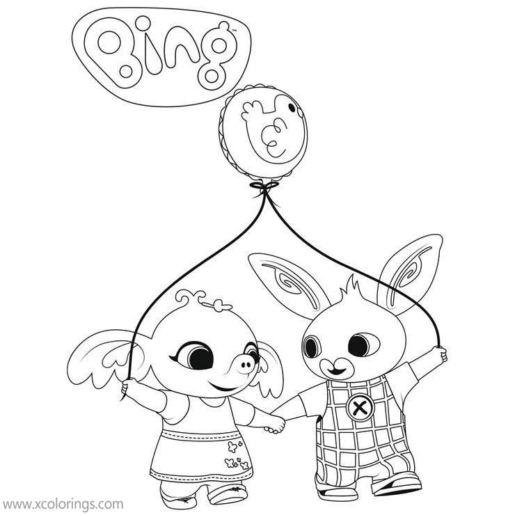 bing bunny coloring pages balloon  xcolorings