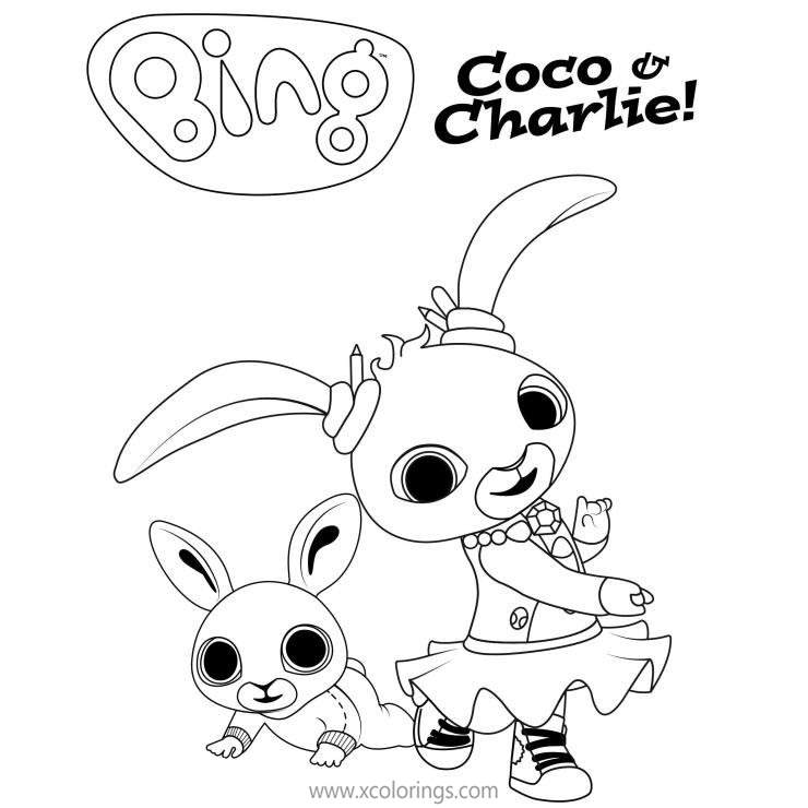 Free Bing Bunny Coloring Pages Coco and Charlie printable