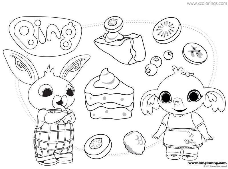 Free Bing Bunny Coloring Pages Eating Food printable