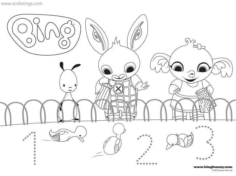 Free Bing Bunny Coloring Pages Learn Numbers printable