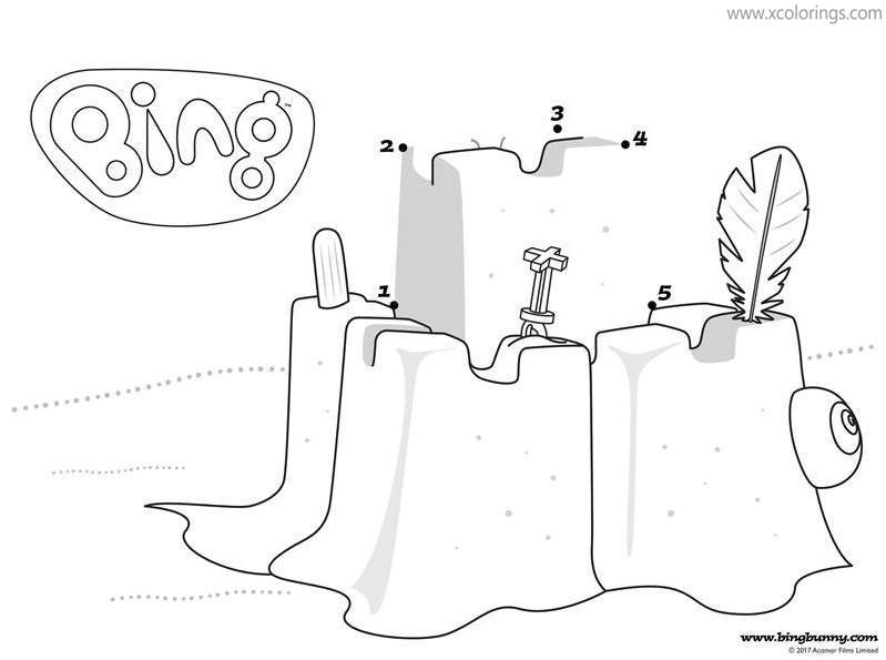 Free Bing Bunny Coloring Pages Sand Castle printable