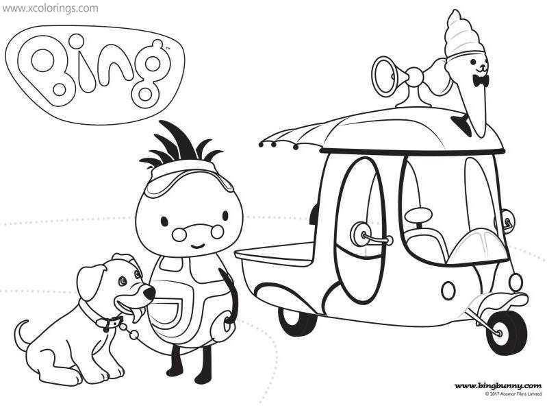 Free Bing Bunny Coloring Pages Scooter printable