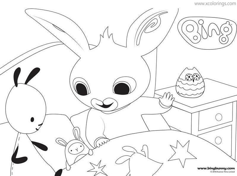 Free Bing Bunny Coloring Pages Sleep with Flop printable