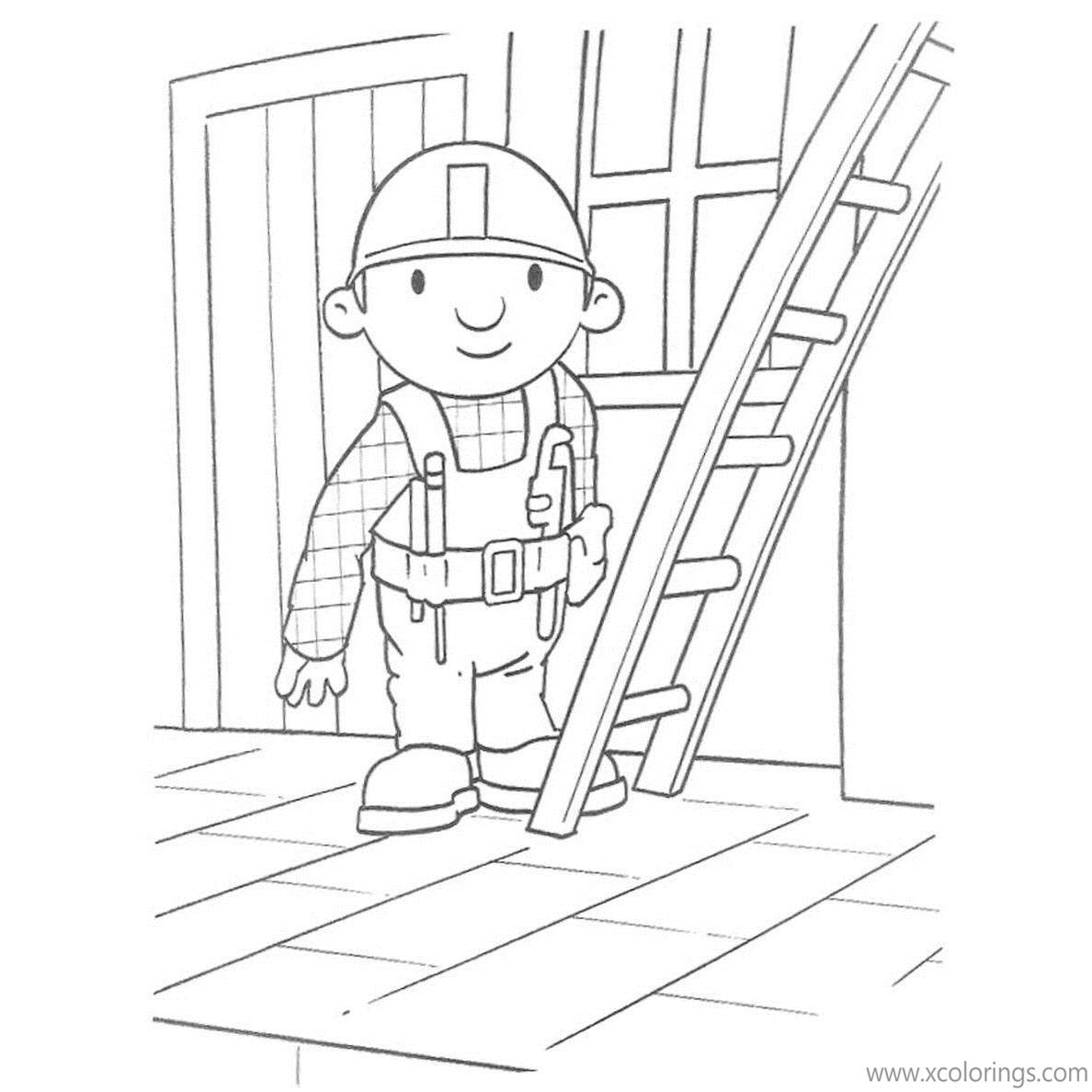 Free Bob The Builder Coloring Pages Bob Climbing the Ladder printable