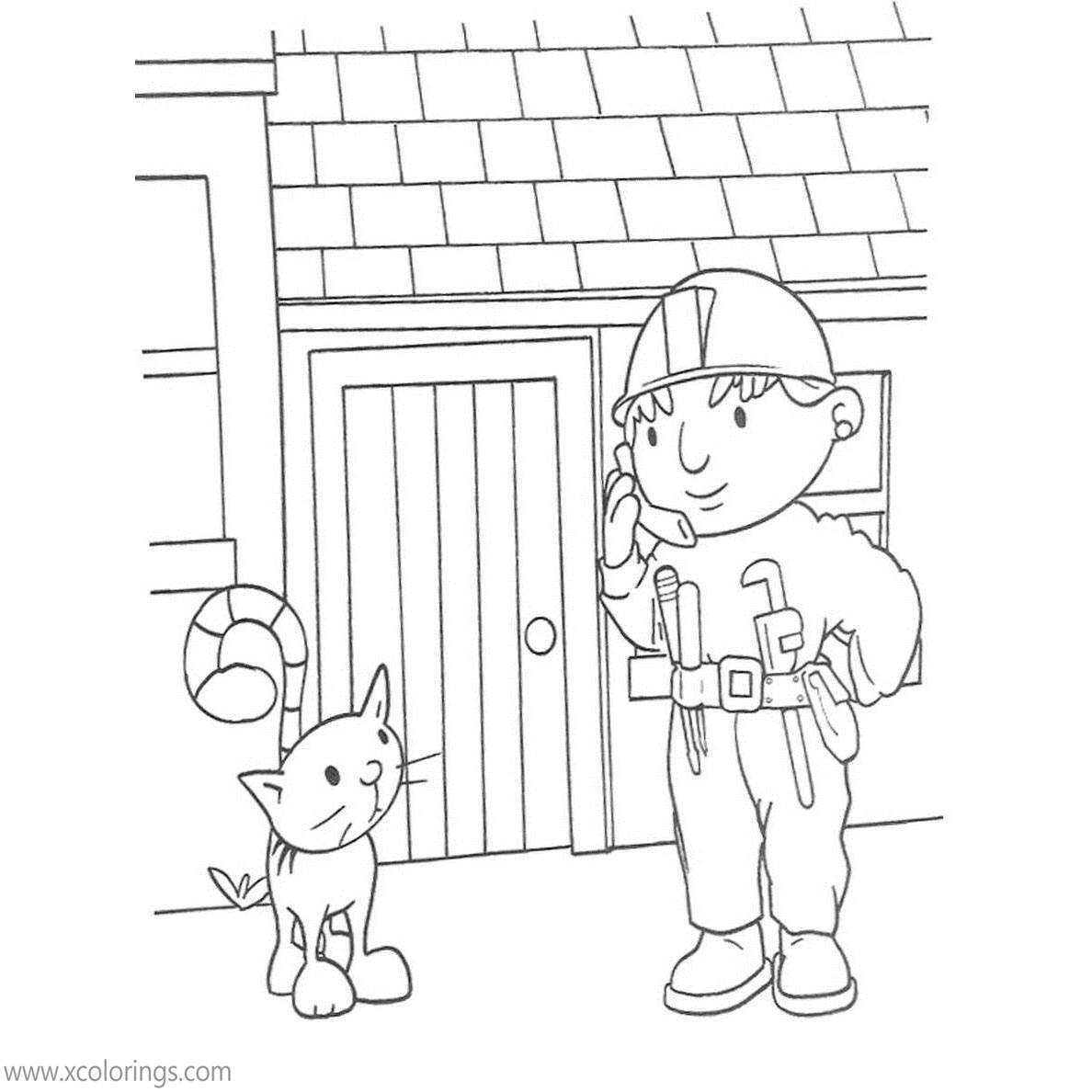 Free Bob The Builder Coloring Pages Bob Taking a Phone printable