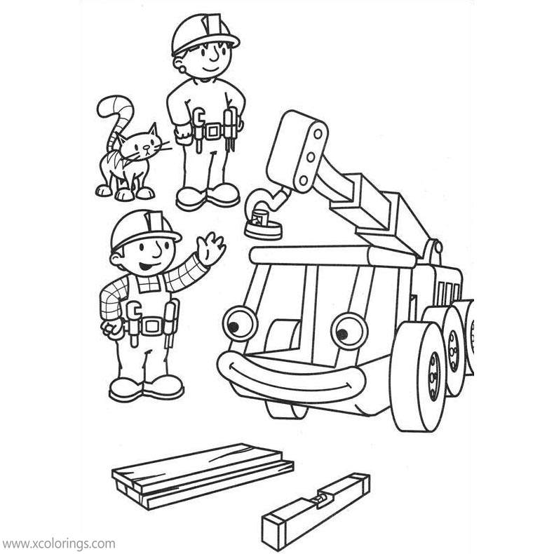 Free Bob The Builder Coloring Pages Bob Working with Friends printable