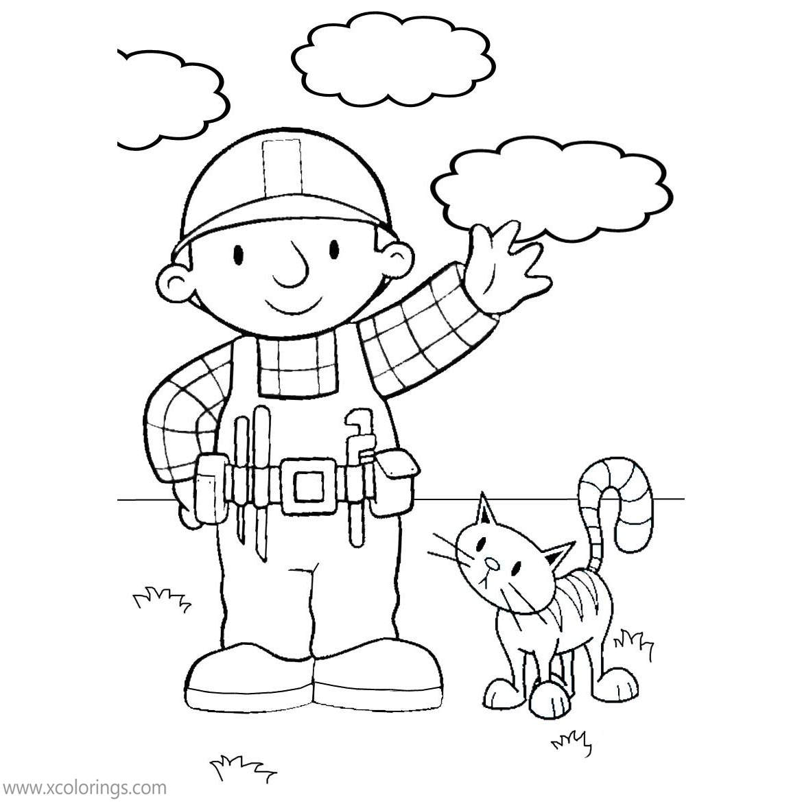 Free Bob The Builder Coloring Pages Bob and Cat printable