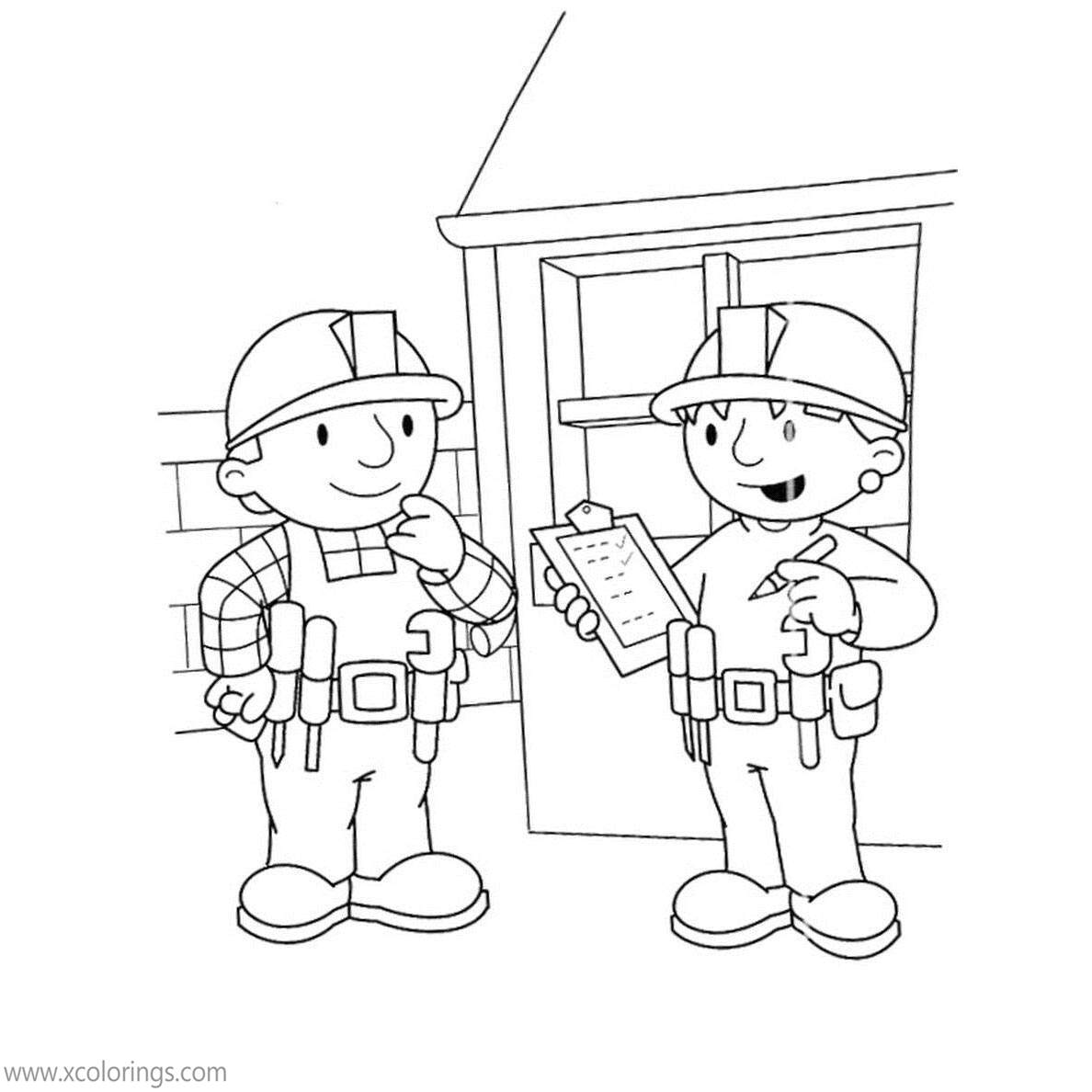 Free Bob The Builder Coloring Pages Bob and Partner printable