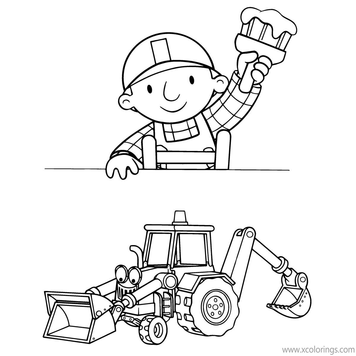 Free Bob The Builder Coloring Pages Bob and Scoop printable