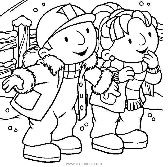 Free Bob The Builder Coloring Pages Bob and Wendy Love Snow printable