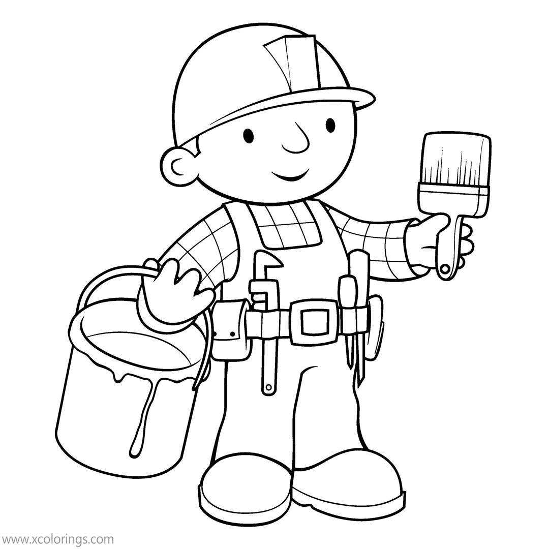 Free Bob The Builder Coloring Pages Bob is Painting printable