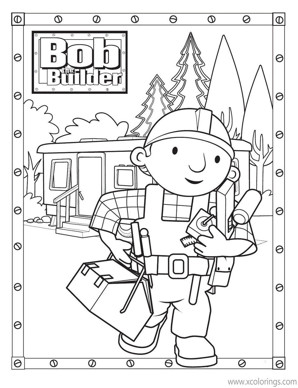 Free Bob The Builder Coloring Pages Bob with His Tools printable