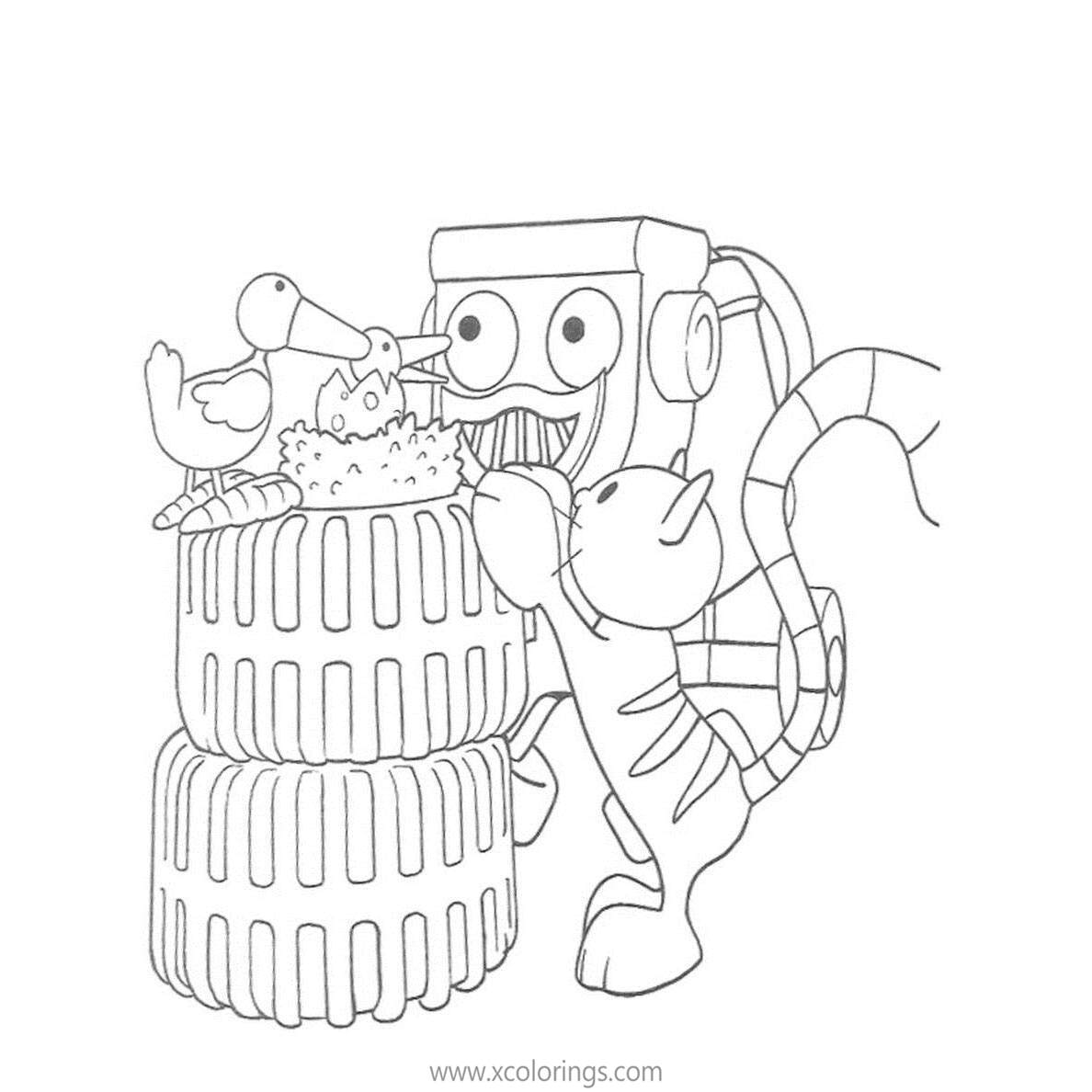 Free Bob The Builder Coloring Pages Dizzy Pilchard and Birds printable