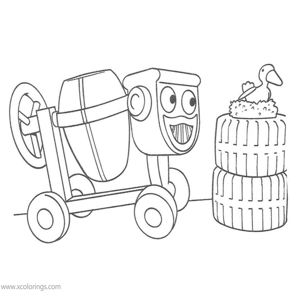 Free Bob The Builder Coloring Pages Dizzy and Birds printable