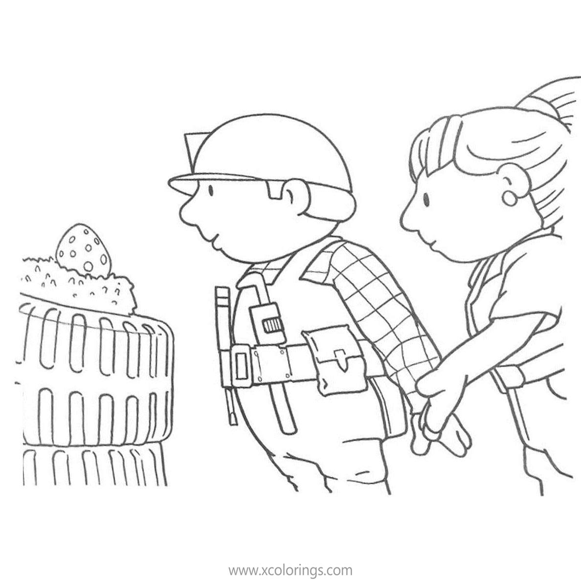 Free Bob The Builder Coloring Pages Found an Egg printable