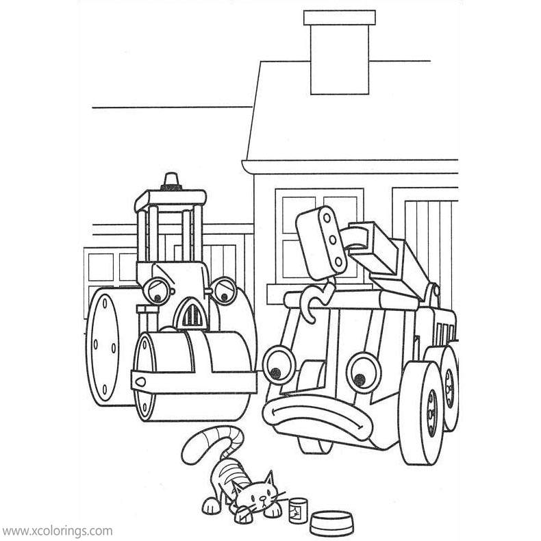Free Bob The Builder Coloring Pages Lofty Roley and Cat printable