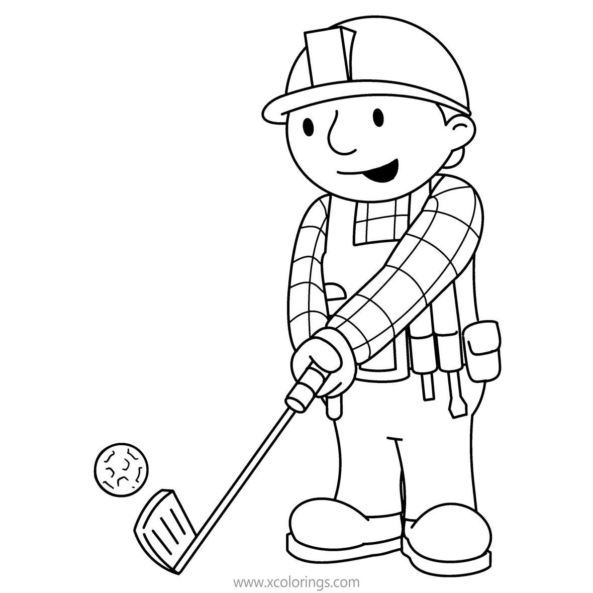 Free Bob The Builder Coloring Pages Play Golf printable