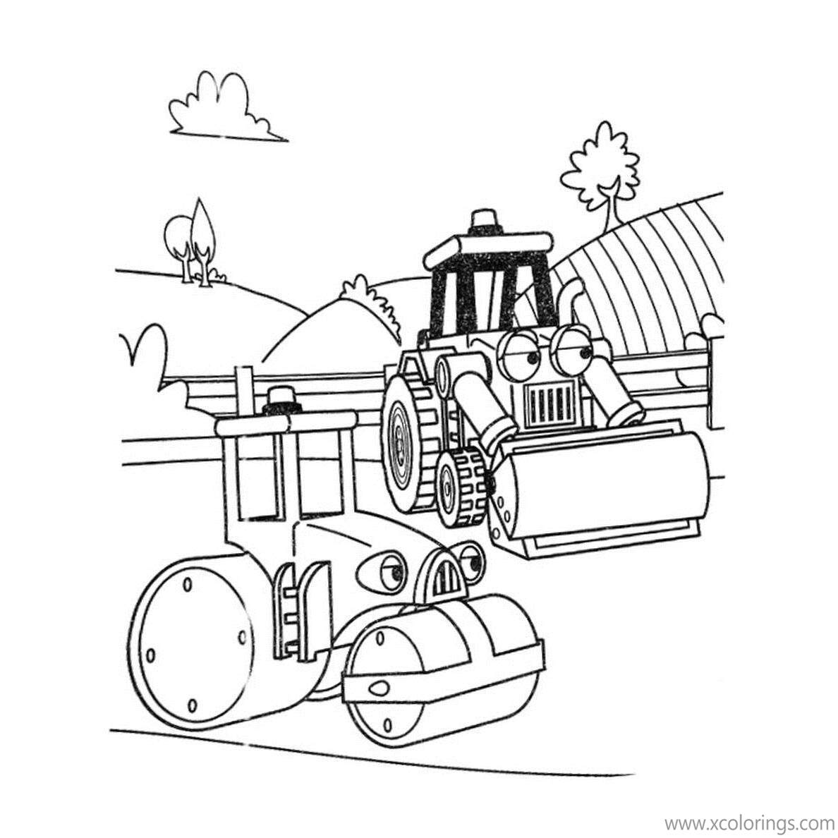 Free Bob The Builder Coloring Pages Roley and Scoop printable