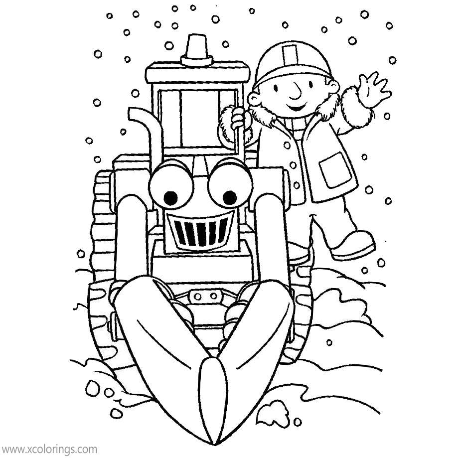 Free Bob The Builder Coloring Pages Scoop Working in the Snow printable