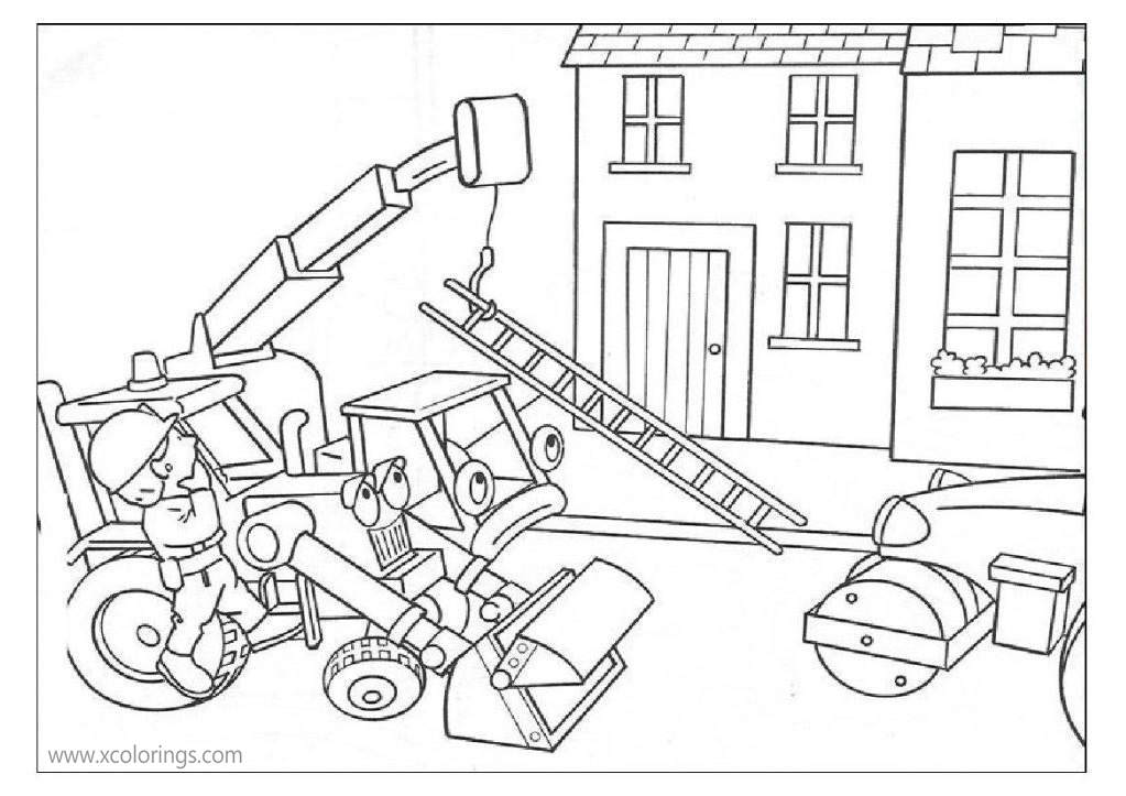 Free Bob The Builder Coloring Pages Scoop is Upset printable