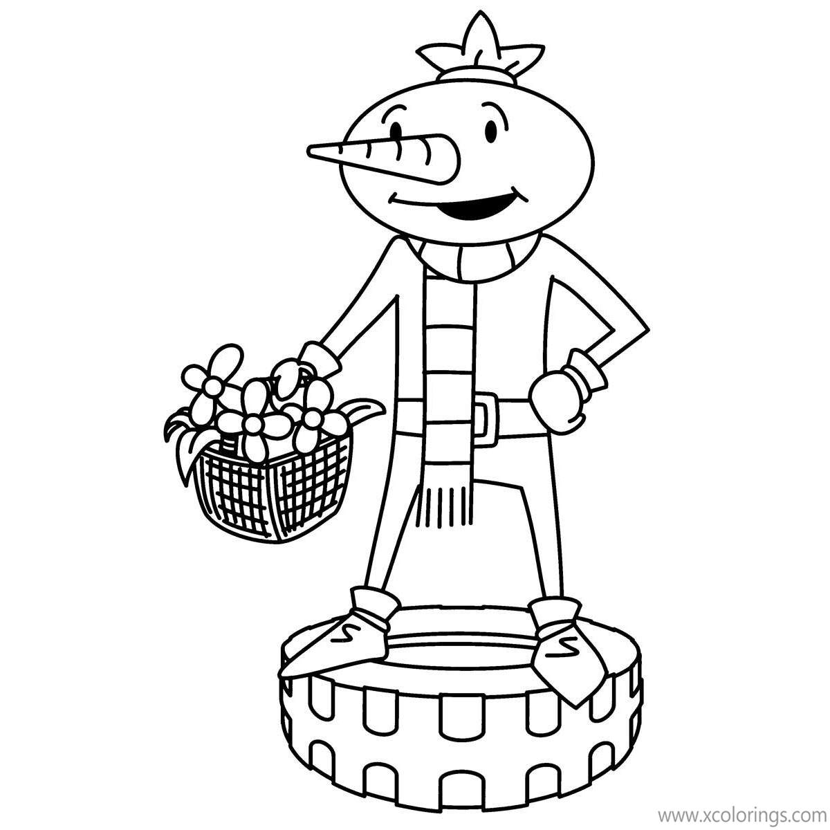 Free Bob The Builder Coloring Pages Spud with Flowers printable