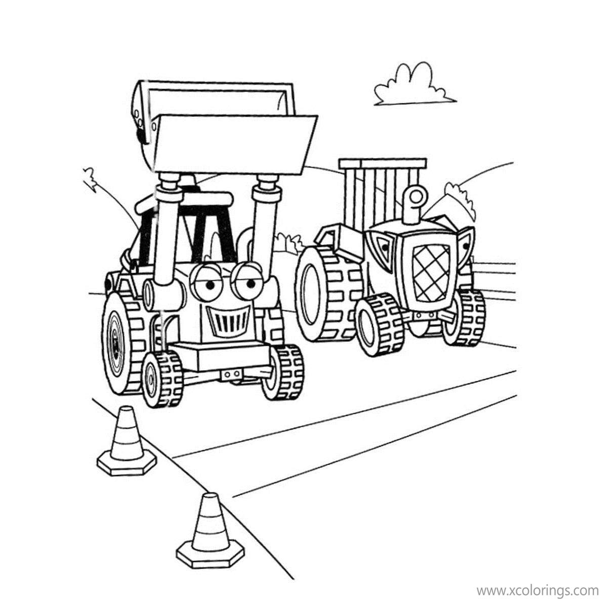Free Bob The Builder Coloring Pages Travis and Scoop printable