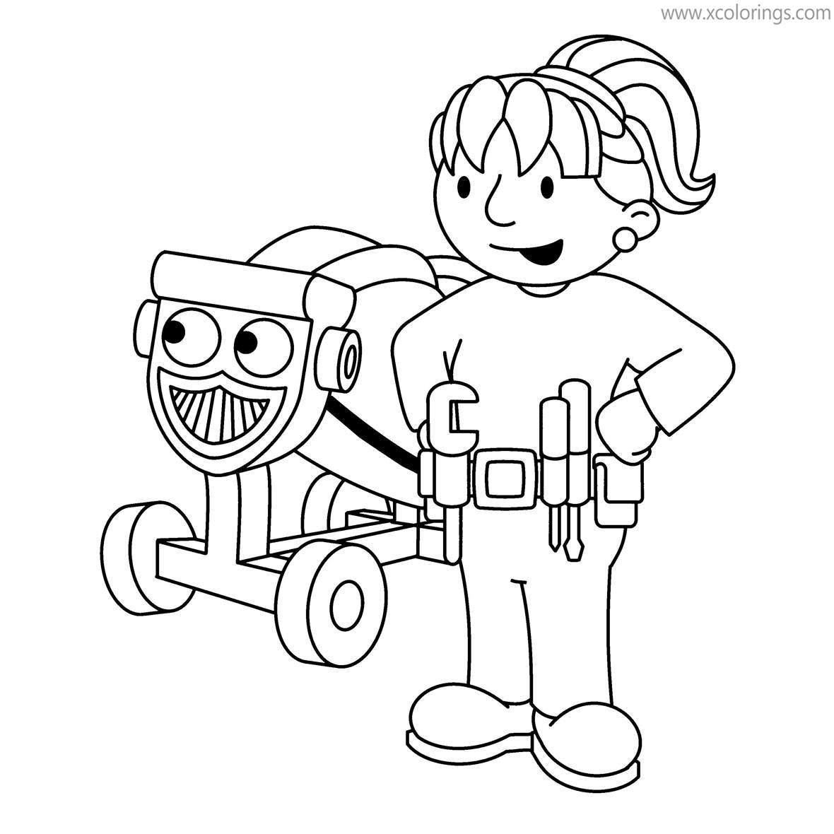 Free Bob The Builder Coloring Pages Wendy and Dizzy printable